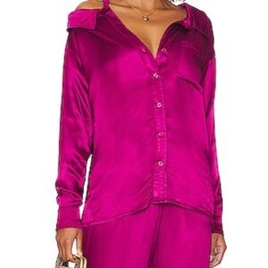 Monrow Fuchsia Satin Blouse